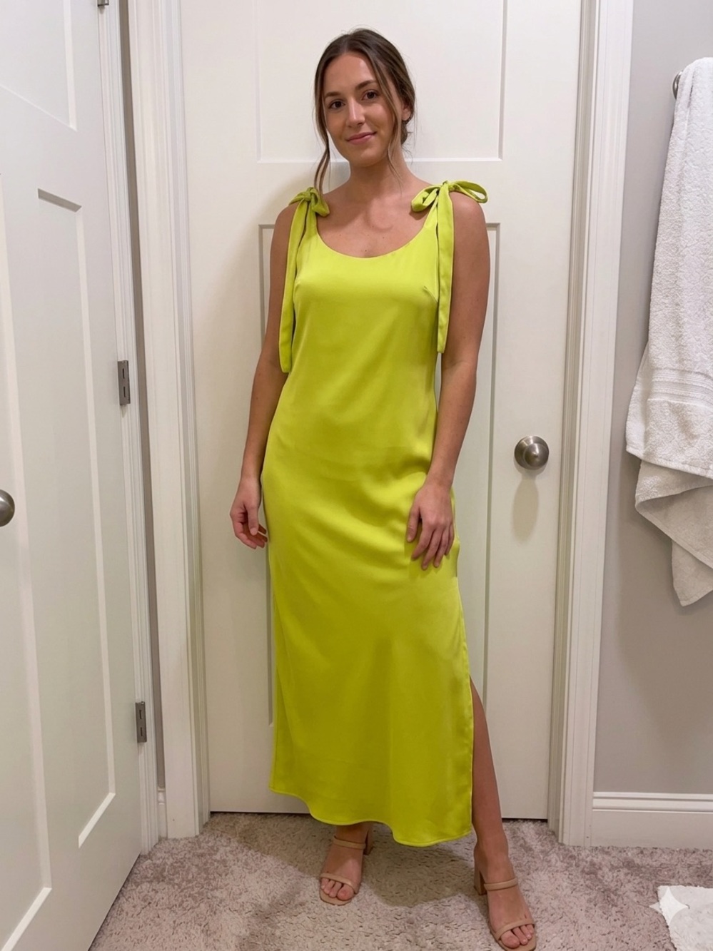 G/FORE Lime Tie-Shoulder Midi Slip Dress